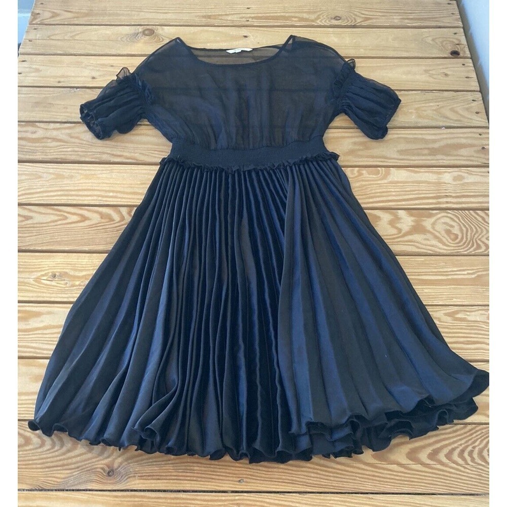 La Babite Sheer Pleated Dress Size Small Women’s Black